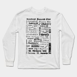 Shetland Mainland Place Names Long Sleeve T-Shirt